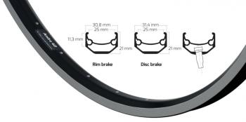 RYDE VELG ANDRA 40 28 INCH (622) ZWART MET REMRAND
