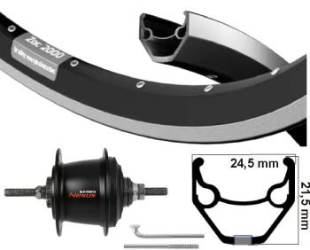 KGS ACHTERWIEL 28 INCH 622 ZW/ZILV  NEXUS 7 ROLLER
